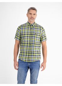 Lerros Herren Kurzarmhemd "Lerros Kariertes Halbarmhemd in Strukturqualität", gelb, Gr. XXL, 100% Baumwolle, Hemden