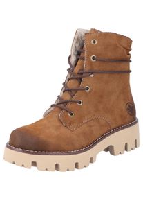 Rieker Damen Winterstiefelette, Gr. 36, braun, Lederimitat, sportlich, Schuhe, Schnürboots, Winterboots, Profilsohle, mit Innenreißverschluss