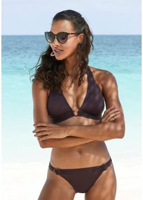 s.Oliver Damen Bikini-Hose "Rome", braun, Gr. 32, unifarben, Microfaser, Polyamid, Badehosen, mit Zierringen