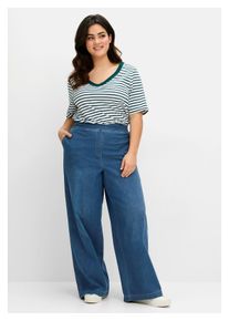 sheego Damen Stretch-Jeans "Große Größen", blau, casual, Gr. 42, unifarben, Obermaterial: 98% Baumwolle, 2% Elasthan, Jeans, mit Schlupfbund, in