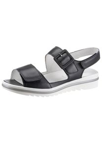 Waldläufer WALDLÄUFER Damen Riemchensandale "HAKURA", Gr. 8, blau, Leder, unifarben, elegant, Schuhe, Sommerschuh, Sandalette, Keilabsatz, mit Profilsohle,