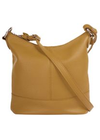 CLUTY Damen Umhängetasche, gelb, Leder, unifarben, leicht glänzend, Taschen, echt Leder, Made in Italy
