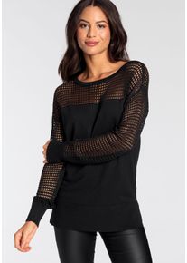 Melrose Damen Ajourpullover, schwarz, feminin, Gr. 36, Ajourstrickmuster, Feinstrick, Obermaterial: 70% Viskose, 30% Polyamid, Pullover, mit
