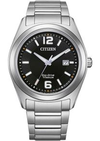Citizen Herren Solaruhr, silber, Armbanduhren, Armbanduhr, Herrenuhr, Titan, Datum