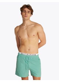 Herren Badeshorts "MEDIUM DRAWSTRING DW"fort grün, casual, Gr. S, Tommy Hilfiger Swimwear, unifarben, Polyester, Badehosen, mit Bindeband, mit