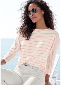 Vivance Damen 3/4-Arm-Shirt "mit modischer Streifenstruktur"weiß, apricot, casual, Gr. 32, gestreift, Strick, Obermaterial: 42% Baumwolle, 42%
