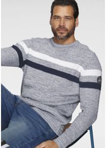 MAN'S WORLD MAN'S WORLD Herren Rundhalspullover "Bis Größe 5 XL", blau, casual, Gr. XL, meliert, Feinstrick, Obermaterial: 100% Baumwolle, Pullover, in melierte