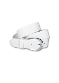 Silbergift Damen Ledergürtel, weiß, modisch, Gr. 95, unifarben, Rindsleder, Gürtel, Schraffiert, Silber-Hufeisenschließe