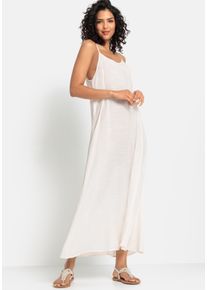 Lascana Damen Maxikleid, beige, modisch, Gr. 40, unifarben, Web, Obermaterial: 60% Viskose, 40% Polyester, Kleider, mit rundem Ausschnitt, luftiges