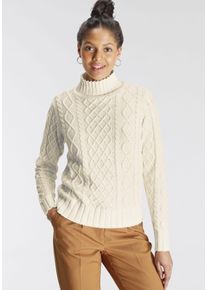 AJC Damen Ajourpullover, weiß, casual, Gr. 44, Ajourstrickmuster, Strick, Obermaterial: 50% Baumwolle, 50% Polyacryl, Pullover, mit modischem