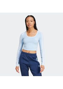 Damen Langarmshirt "3S LS CROP", blau, sportlich, Gr. XL, adidas originals, Obermaterial: 93% Baumwolle, 7% Elasthan, Shirts