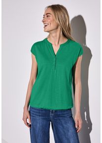 Street One Damen T-Shirtviridian grün, casual, Gr. 34, unifarben, Web, 100% Baumwolle, Shirts, aus reiner Baumwolle