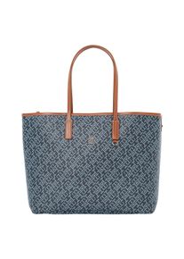 Tommy Hilfiger Damen Tragetasche "TH MONOPLAY LEATHER TOTE", blau, Lederimitat, Leder, bedruckt, Taschen, Damen Schultertasche, Henkeltasche, Shopper