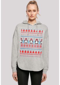F4NT4STIC Damen Kapuzenpullover "Christmas Pinguin Muster", grau, casual, Gr. L, Obermaterial: 100% Baumwolle, Pullover, Print