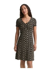 Tom Tailor Damen Sommerkleidschwarz zig zag design, casual, Gr. 36, bedruckt, Jersey, Obermaterial: 95% Viskose, 5% Elasthan, Kleider, mit All-Over