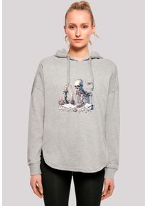 F4NT4STIC Damen Kapuzenpullover "Skelett Liebesbrief Valentinstag", grau, casual, Gr. XL, Obermaterial: 100% Baumwolle, Pullover, Premium Qualität