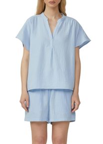 QS Damen Kurzarmbluse, blau, casual, Gr. 36, unifarben, Web, Obermaterial: 100% Baumwolle, Blusen, aus Musselin