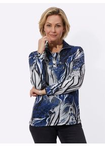 Classic Basics Damen Poloshirt "Shirt", blau, Gr. 38, gemustert, mehrfarbig, 95% Polyester, 5% Elasthan, Shirts