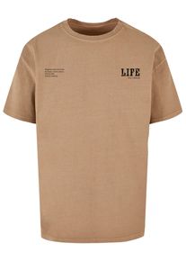 Merchcode Herren T-Shirt "Merchcode Herren Life Acid Washed Oversized Tee", beige, casual, Gr. S, bedruckt, 100% Baumwolle, Shirts