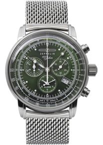 Zeppelin Herren Chronograph "100 Jahre", silber, Armbanduhren, Quarzuhr, Armbanduhr, Herrenuhr, Made in Germany, Lederarmband