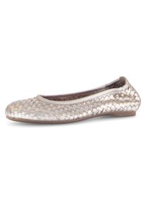 Gabor Damen Ballerina, Gr. 36, gold, Glattleder, metallic, geflochten, klassisch, Schuhe, Schlupfschuh, Frühlingsschuh, Businessschuh mit tollem