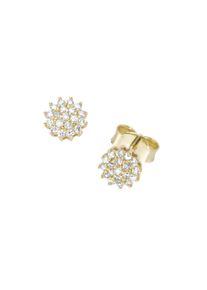 Luigi Merano Damen Paar Ohrstecker "Blüte mit Brillanten, Gold 585", SI = kleine Einschlüsse, Gelbgold 585, weiß, Gelbgold 585, Ohrringe