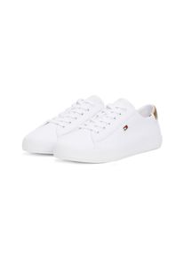 Tommy Hilfiger Damen Plateausneaker "VULC CANVAS LACE UP SNEAKER", Gr. 36, weiß, Baumwolle, sportlich, Schuhe, Freizeitschuh, Halbschuh, Schnürschuh,