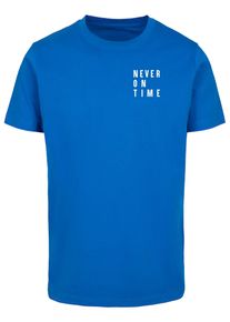 MisterTee Herren Kurzarmshirt "MisterTee Damen Never On Time Tee", blau, casual, Gr. S, unifarben, 100% Baumwolle, Shirts