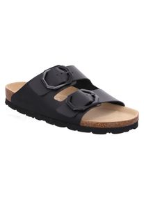 Rohde Damen Pantolette "ALBA", Gr. 39, schwarz, Leder, klassisch, Schuhe, Schlappen, Sommerschuh, Hausschuh, Strandschuh mit Softfußbett