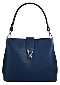 CLUTY Damen Umhängetasche, blau, Leder, unifarben, leicht glänzend, Taschen, echt Leder, Made in Italy