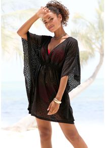Lascana Damen Longbluse, schwarz, modisch, Gr. 38, unifarben, transparent, Spitze, Obermaterial: 95% Polyester, 5% Elasthan, Blusen, aus Lochspitze,