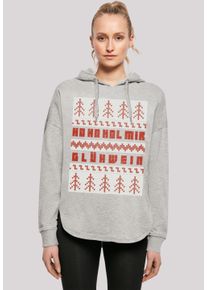 F4NT4STIC Damen Kapuzenpullover "Ho Ho Hol mir Glühwein Weihnachten", grau, casual, Gr. XL, Obermaterial: 100% Baumwolle, Pullover, Print