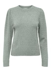 Only Damen Rundhalspullover "ONLKATIA LS PUFF O-NECK CC KNT", grau, modisch, Gr. XL, meliert, Strick, Obermaterial: 50% Viskose, 27% Nylon, 23%