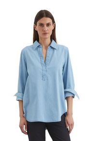 Marc O'Polo MARC O'POLO Damen Langarmbluse "mit TENCEL Lyocell", blau, elegant, Gr. 34, unifarben, Obermaterial: 79% Baumwolle, 21% Lyocell, Blusen