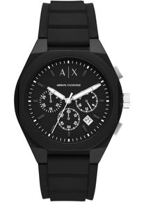 Armani Exchange Herren Chronograph "SYNC", schwarz, Armbanduhren, Quarzuhr, Armbanduhr, Herrenuhr, Silikonarmband, analog, Tag
