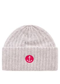 Zwillingsherz Damen Beanie "Beanie mit Anker Stickerei", grau, modisch, unifarben mit Farbeinsatz, Kaschmir, Mützen, mit auffälligem Anker-Motiv