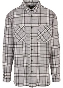 Urban Classics Herren Langarmhemd "Urban Classics Herren Long Oversized Grey Check Shirt", grau, Gr. L, 100% Baumwolle, Hemden