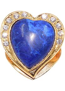 Firetti Damen Tuchring "Schmuck Geschenk Messing Ansteckschmuck Schalclip Herz", bunt, Messing, Broschen, Made in Germany - mit Lapislazuli, Zirkonia