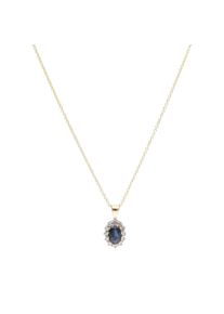 Luigi Merano Damen Kette mit Anhänger "Safir und Diamanten, Gold 585", 45cm, Gelbgold 585, blau, Gelbgold 585, Halsketten