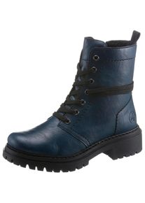 Rieker Damen Winterstiefelette, Gr. 37, blau, Lederimitat, modisch, Schuhe, mit schaftumspielender Schnürung