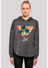 F4NT4STIC Damen Kapuzenpullover "California Palmen Retro", grau, casual, Gr. XL, Obermaterial: 100% Baumwolle, Pullover, Premium Qualität