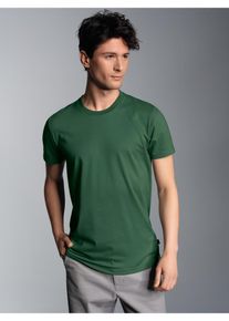TRIGEMA Herren T-Shirt "TRIGEMA Slim Fit T-Shirt aus DELUXE Baumwolle", grün, Basic, Gr. L, 100% Baumwolle, Shirts