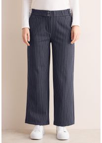 Cecil Damen Stoffhose, blau, casual, Gr. XL, gestreift, Stoff, 79% Polyester, 16% Viskose, 5% Elasthan, Hosen, im Loose Fit