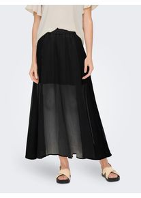Only Damen Faltenrock "ONLASTA LIFE SLIT ANKEL SKIRT PTM", schwarz, modisch, Gr. S, unifarben, Jersey, Obermaterial: 100% Polyester, Röcke