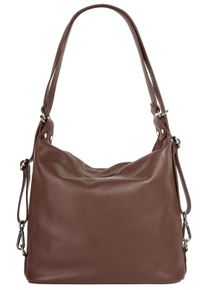 Samantha Look Damen Shopper, braun, Leder, unifarben, leicht glänzend, Taschen, echt Leder, Made in Italy