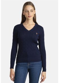 Damen Strickpullover "Frenze", blau, casual, Gr. L, SIR RAYMOND TAILOR, unifarben, 100% Baumwolle, Pullover, mit klassischem V-Ausschnitt