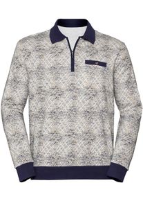 Marco Donati Herren Poloshirt "Langarm-Poloshirt", blau, Gr. 44, gemustert, mehrfarbig, 100% Baumwolle, Kragen und Ärmelabschluss:95% Baumwolle, 5%