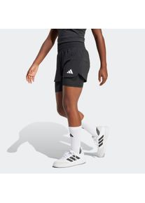 Kinder Shorts "JG PACER 2IN1 S", schwarz-weiß, sportlich, Gr. 140, adidas Sportswear, Obermaterial: 87% Polyester, 13% Elasthan, Hosen