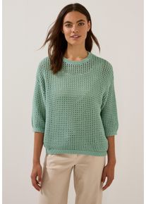 Cecil Damen Strickpullovermatcha grün, casual, Gr. XXL, unifarben, Web, 100% Baumwolle, Pullover, Grobstrick