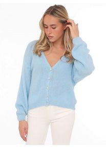 Zwillingsherz Damen Strickjacke ""Uni"", blau, modisch, Strick, Obermaterial: 44% Polyester, 26% Polyamid, 15% Alpaka, 15% Wolle, Strickjacken, One